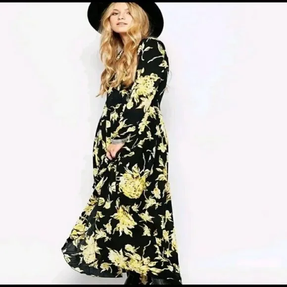 chinese dress ladies Free People Women's Bluebell Maxi, Cherry Combo, L at Amazon Women's  Clothing store